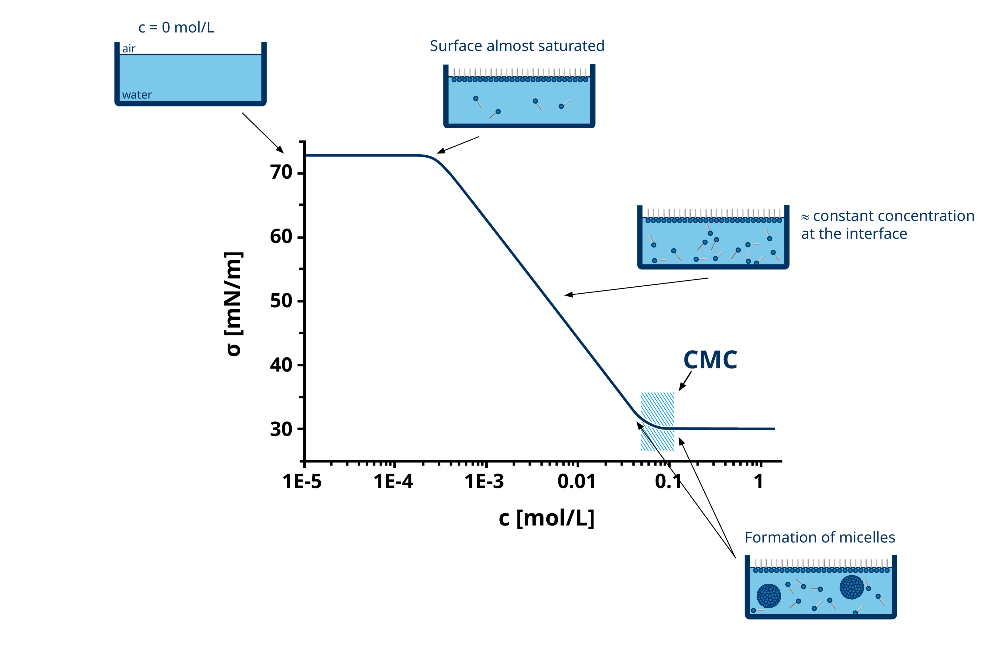 Critical micelle concentration (CMC) and surfactant concentration ...